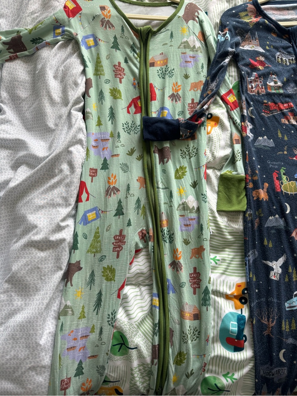3TGreen Woodland Print Footless Pajamas Little Sleepies
